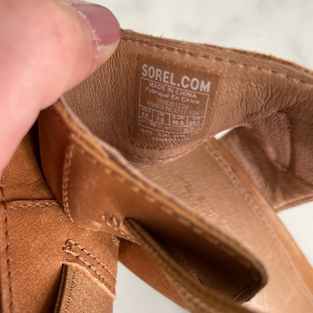 SOREL Nadia Block Heel Sandals Camel Size 9.5 - Picture 7 of 10